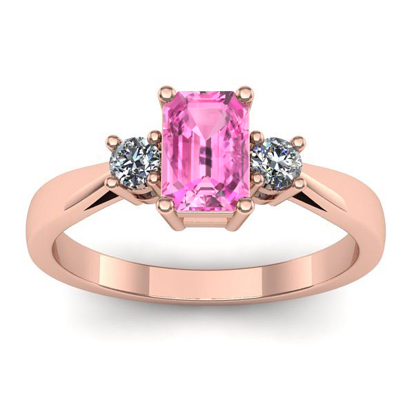 Inel de logodna cu safir roz dreptunghiular