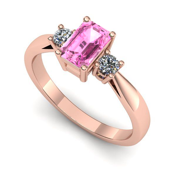 Inel de logodna din aur roz cu safir roz