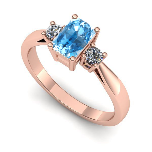 Inel de logodna din aur roz cu topaz blue