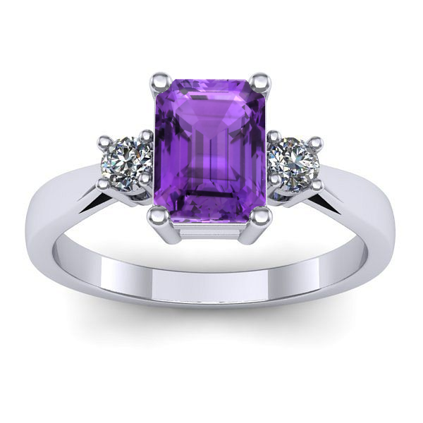 Inel de logodna cu ametist dreptunghiular