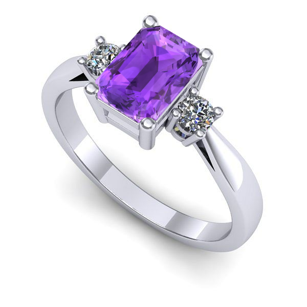 Inel de logodna din aur alb cu ametist