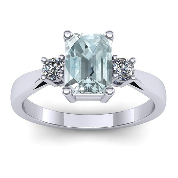 Inel de logodna cu aquamarin dreptunghiular