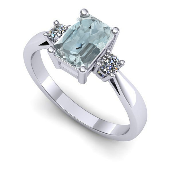 Inel logodna din aur alb cu aquamarin