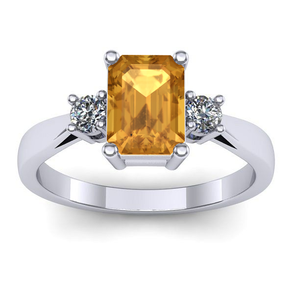 Inel cu citrin dreptunghiular