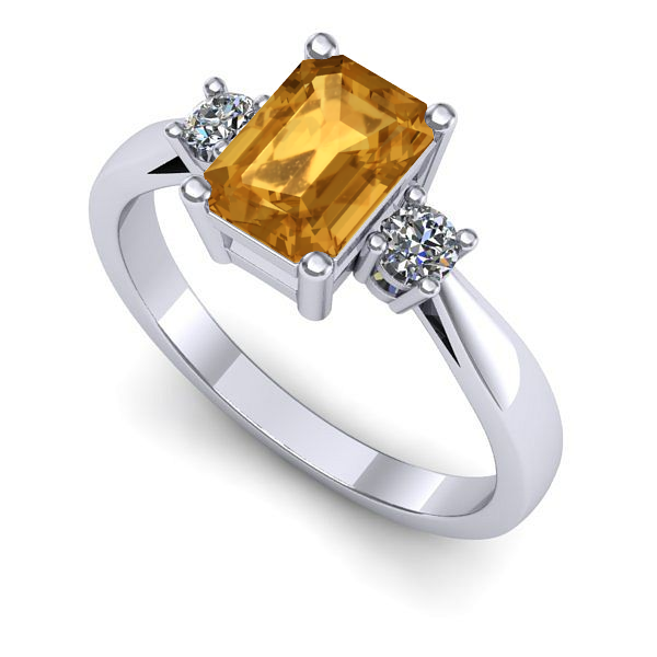 Inel de logodna din aur alb cu citrin