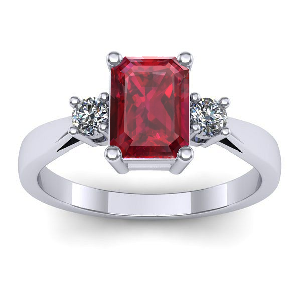 Inel de logodna cu rubin dreptunghiular