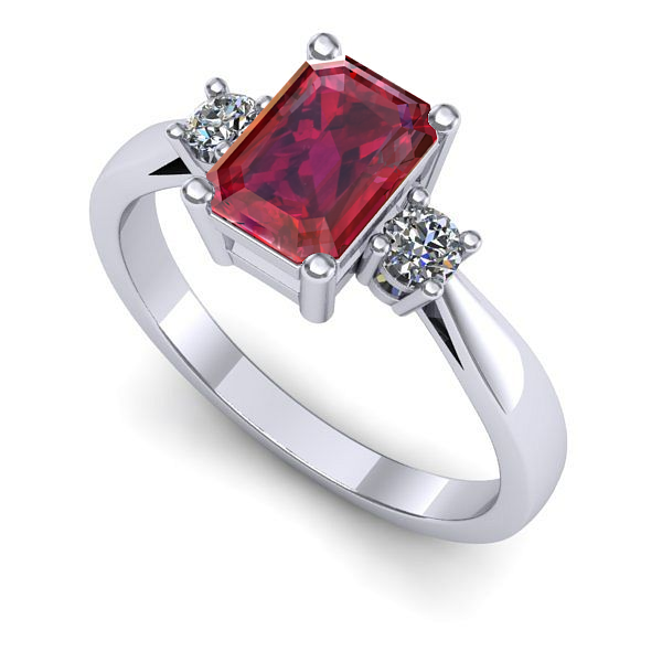 Inel logodna din aur alb cu rubin