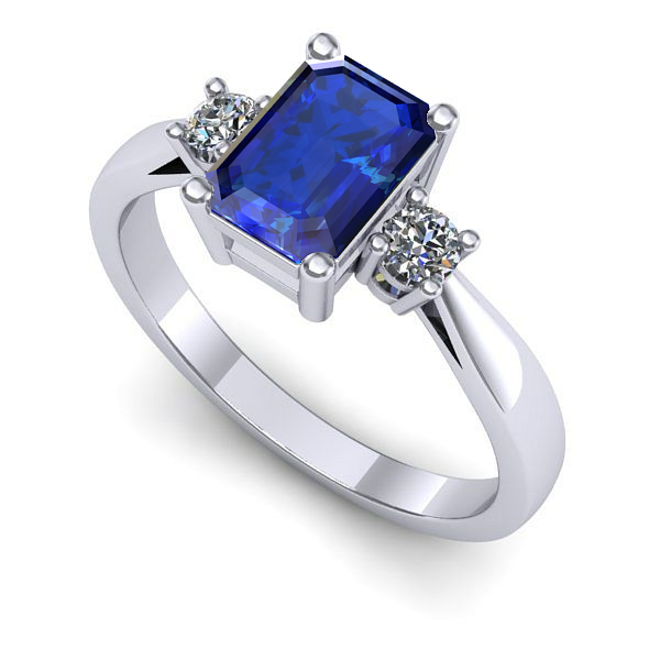 Inel de logodna din aur alb cu safir