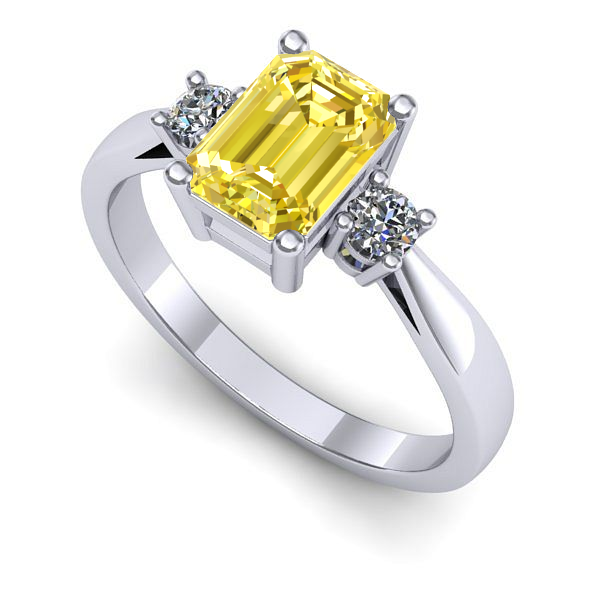 Inel logodna din aur alb cu safir galben