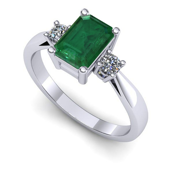 Inel din aur alb cu smarald