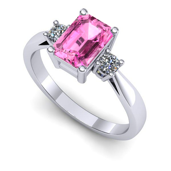 Inel din aur alb cu safir roz