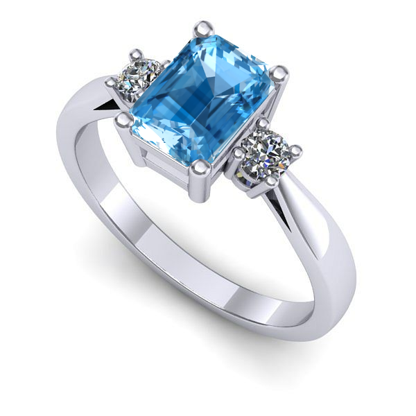 Inel logodna din aur alb cu topaz blue