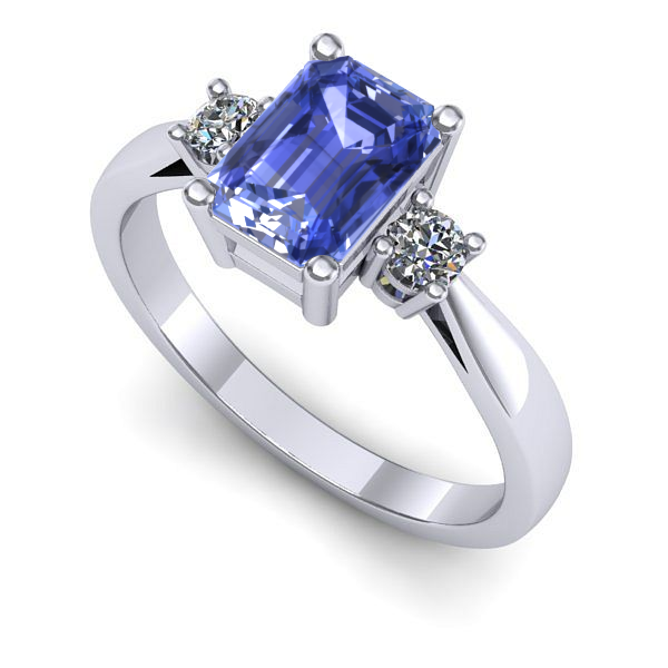 Inel logodna din aur alb cu tanzanit