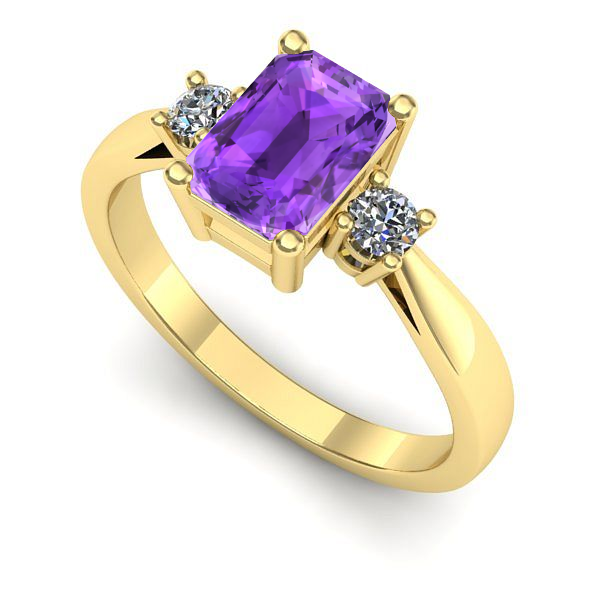 Inel de logodna din aur galben cu ametist