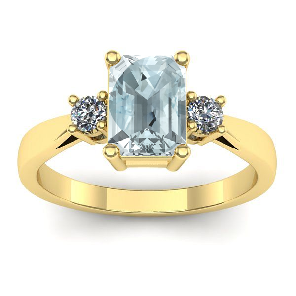 Inel logodna cu aquamarin dreptunghiular