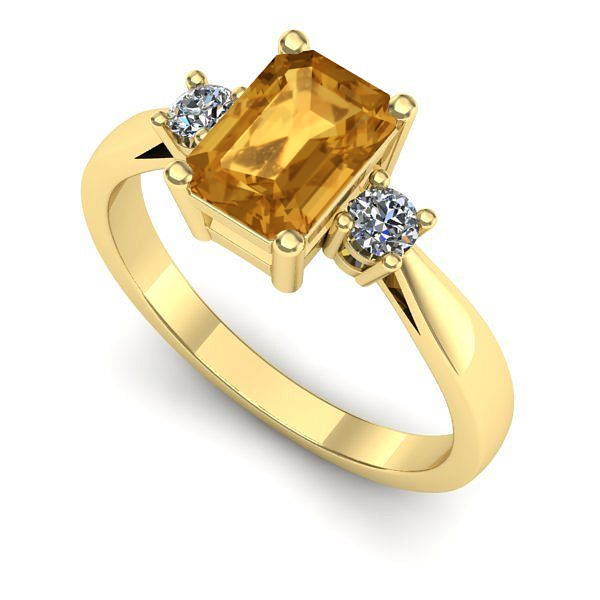 Inel logodna din aur galben cu citrin