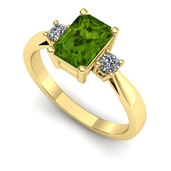 Inel logodna din aur galben cu peridot