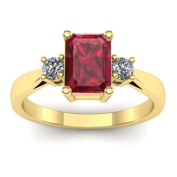 Inel logodna cu rubin dreptunghiular