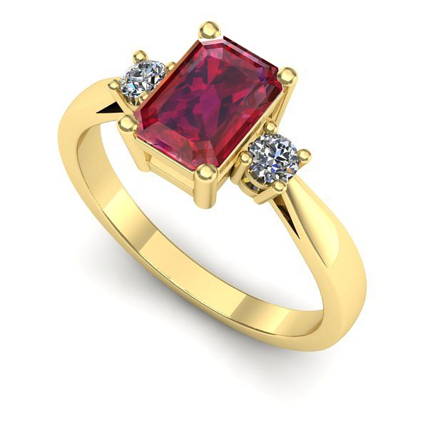 Inel logodna din aur galben cu rubin