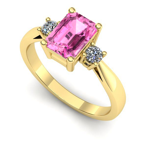 Inel din aur galben cu safir roz