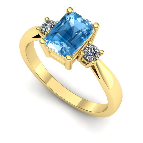 Inel din aur galben cu topaz blue