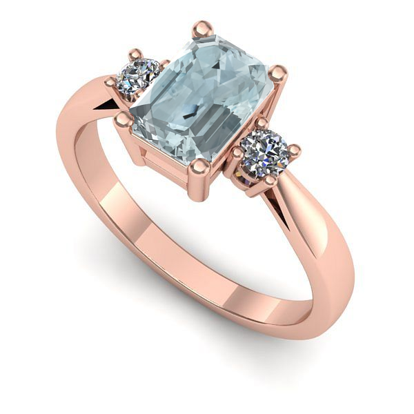 Inel de logodna din aur roz cu aquamarin