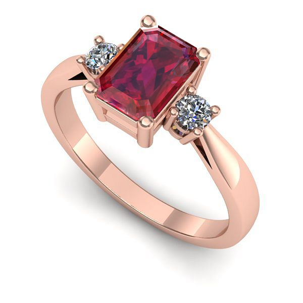 Inel de logodna din aur roz cu rubin