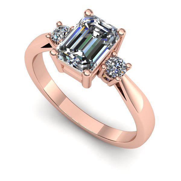 Inel de logodna din aur roz cu safir alb