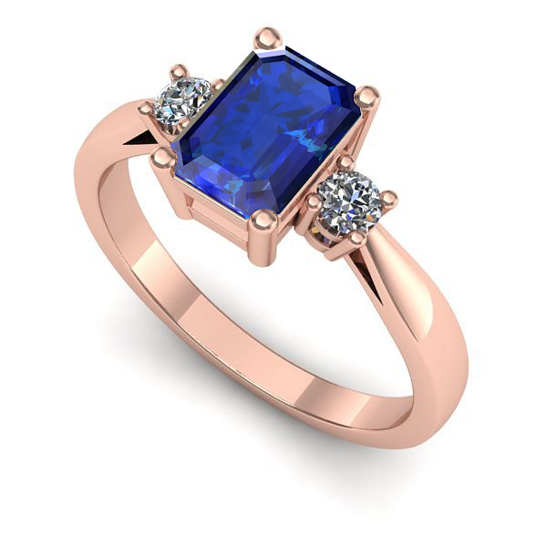 Inel din aur roz cu safir