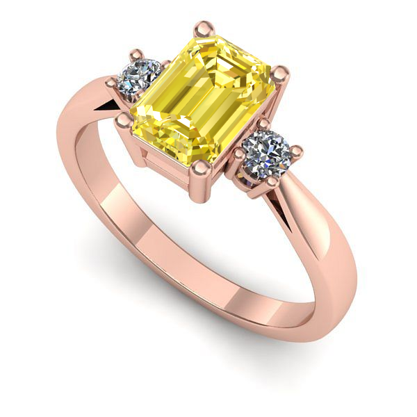 Inel de logodna din aur roz cu safir galben