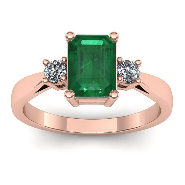 Inel cu smarald dreptunghiular