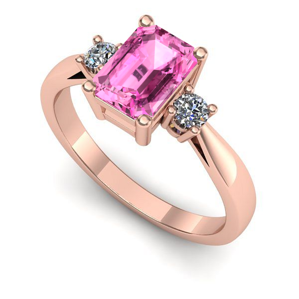 Inel de logodna din aur roz cu safir roz