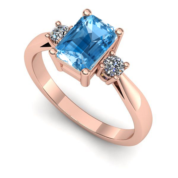 Inel din aur roz cu topaz blue