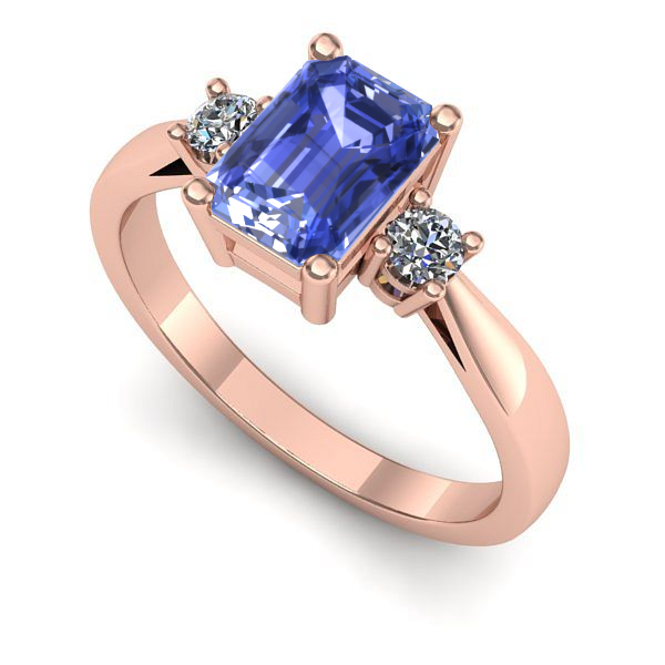 Inel de logodna din aur roz cu tanzanit