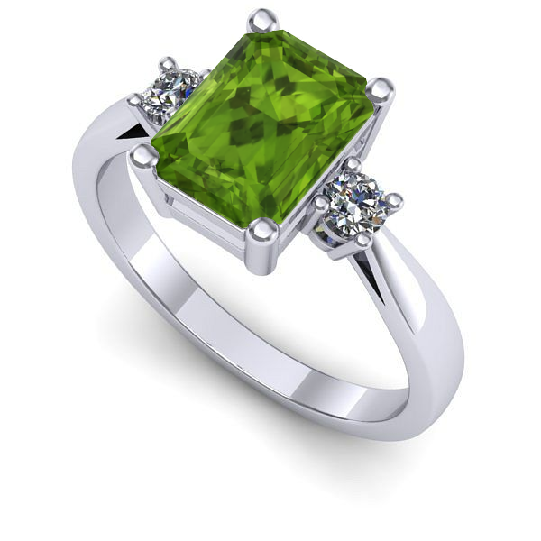 Inel logodna din aur alb cu peridot