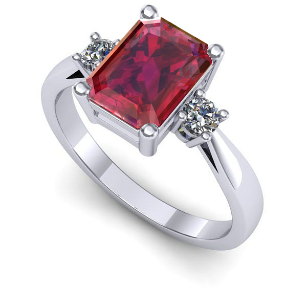 Inel logodna din aur alb cu rubin