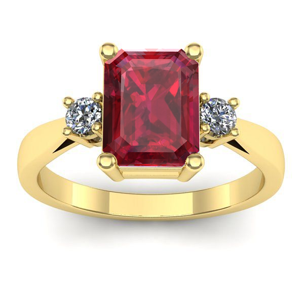 Inel logodna cu rubin dreptunghiular