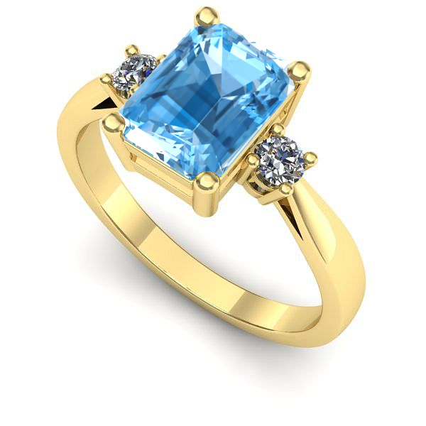 Inel logodna din aur galben cu topaz blue