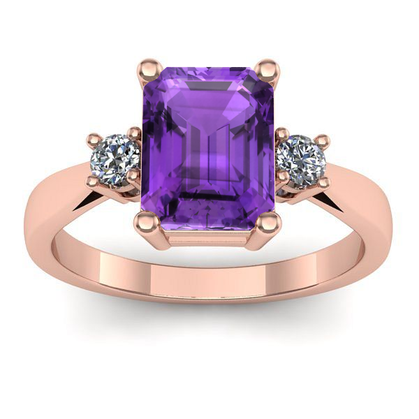 Inel logodna cu ametist dreptunghiular