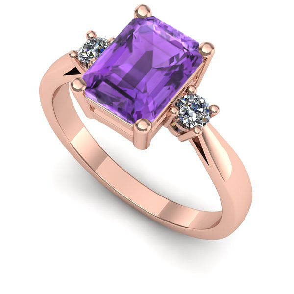 Inel de logodna din aur roz cu ametist