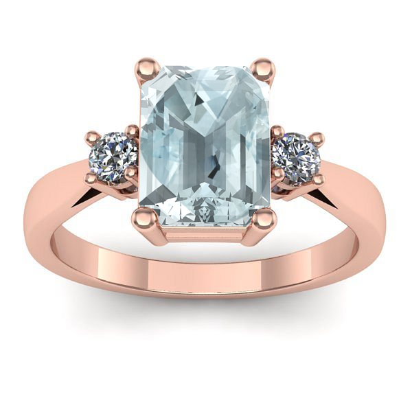 Inel logodna cu aquamarin dreptunghiular