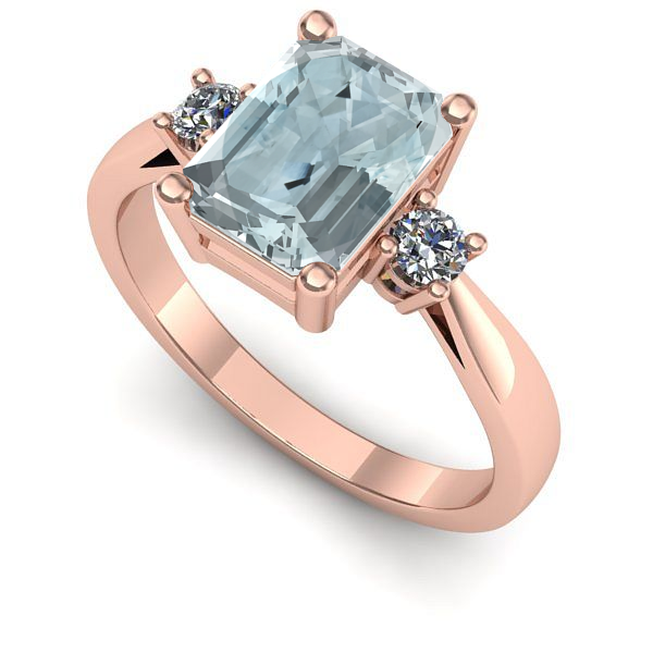 Inel din aur roz cu aquamarin