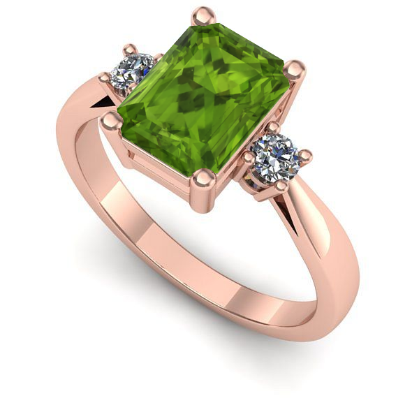 Inel de logodna din aur roz cu peridot