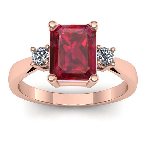 Inel logodna cu rubin dreptunghiular