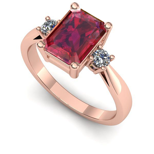 Inel logodna din aur roz cu rubin