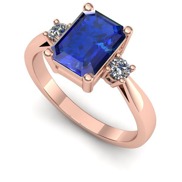 Inel din aur roz cu safir