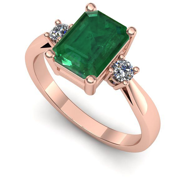 Inel din aur roz cu smarald