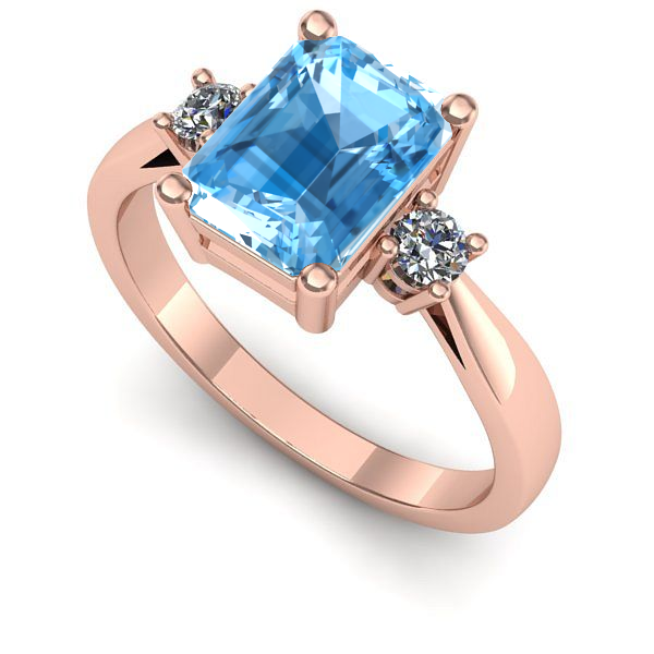 Inel din aur roz cu topaz blue