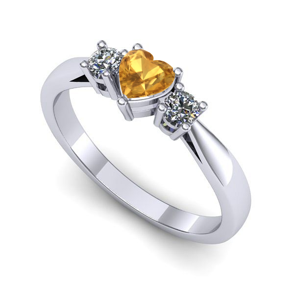 Inel de logodna din aur alb cu citrin