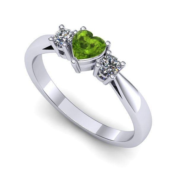 Inel de logodna din aur alb cu peridot